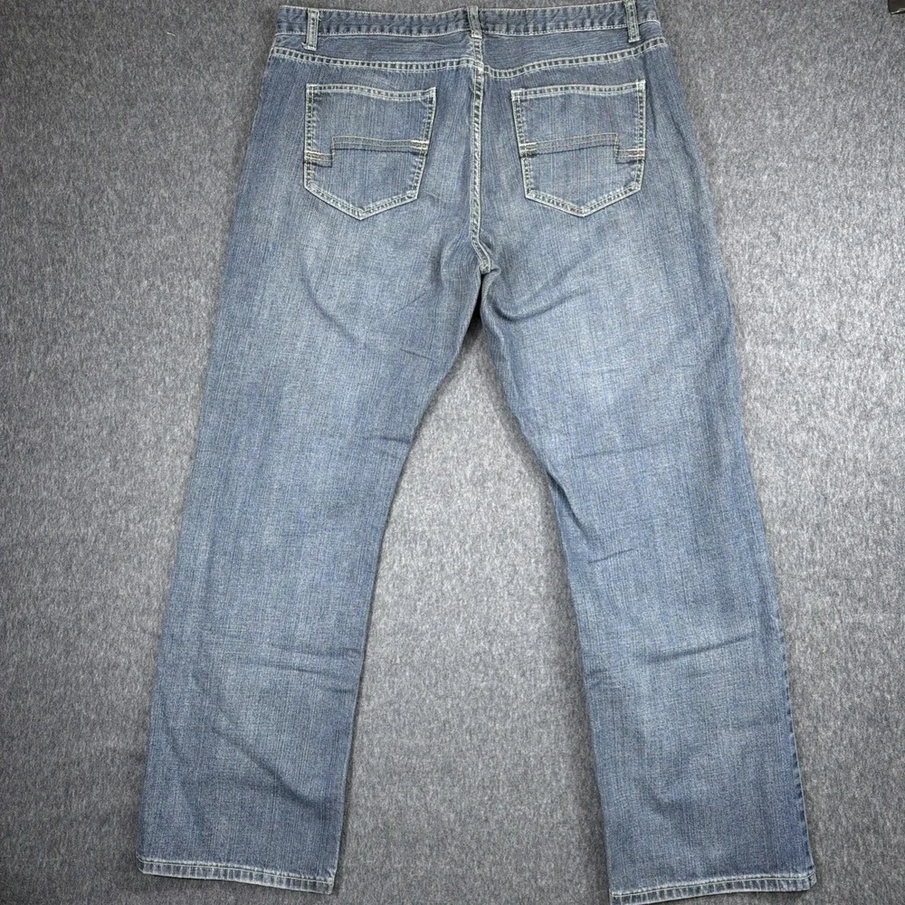 Alfani Men Jeans 36x32 Blue Denim Straight Leg‎ Cotton Casual Faded Look